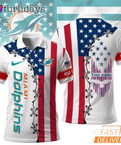 Miami Dolphins 250 Years Of America Patriotic Custom Name Polo Shirt