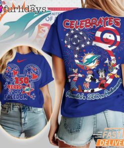 Miami Dolphins Mickey Mouse America 250th Anniversary Patriotic T-Shirt