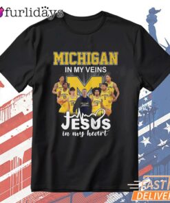 Michigan Wolverines In My Veins Jesus Faith Basketball Fan T-Shirt