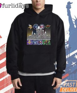 Minnesota Sports Teams Skyline Vikings Timberwolves Twins Wild T-Shirt