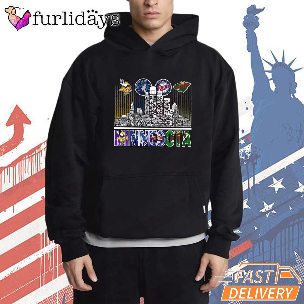 Minnesota Sports Teams Skyline Vikings Timberwolves Twins Wild T-Shirt Minnesota Sports Teams Skyline Vikings Timberwolves Twins Wild T-Shirt