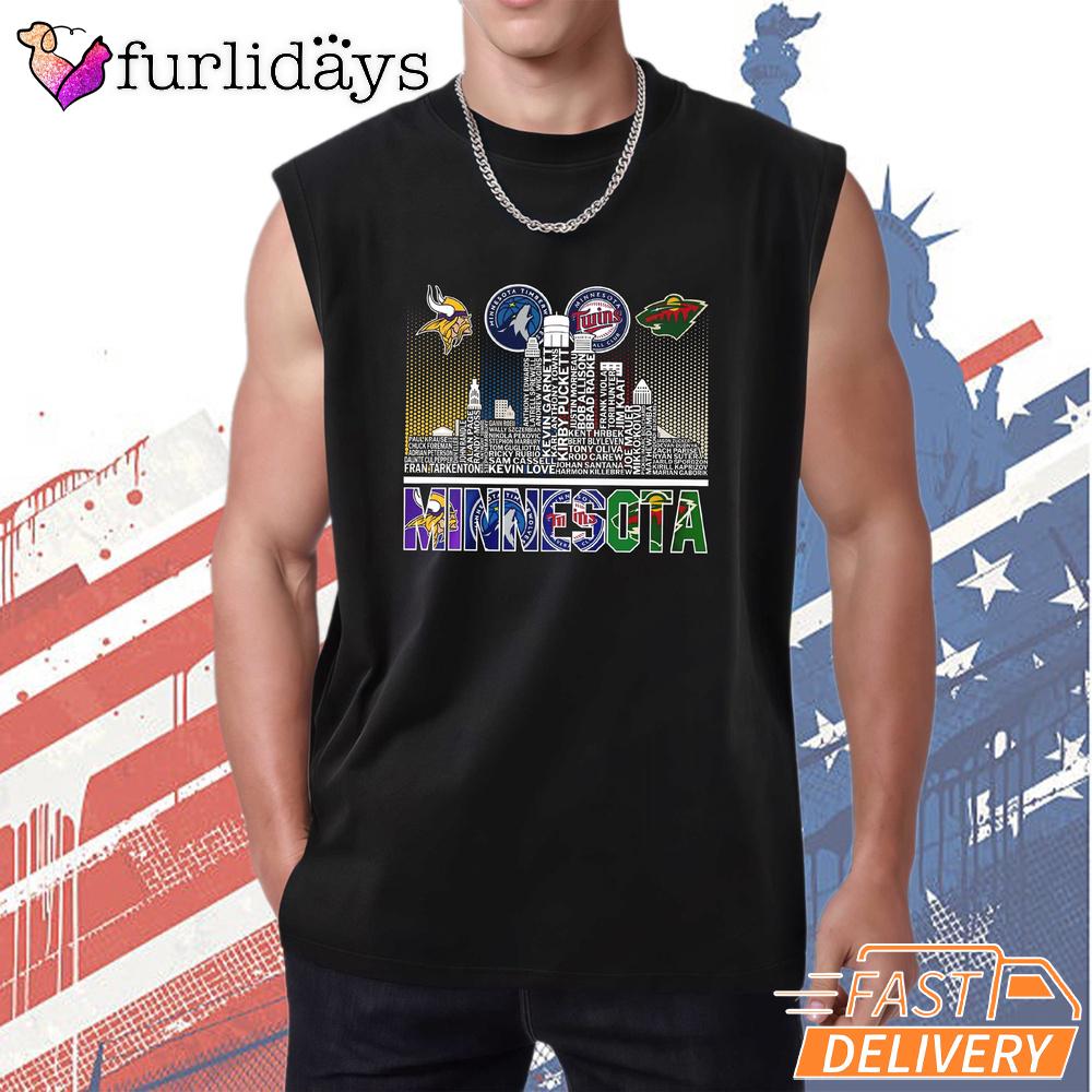 Minnesota Sports Teams Skyline Vikings Timberwolves Twins Wild T-Shirt Minnesota Sports Teams Skyline Vikings Timberwolves Twins Wild T-Shirt
