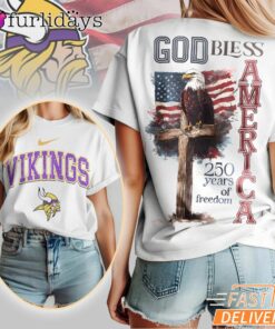 Minnesota Vikings God Bless America 250 Year Of Freedom T-Shirt