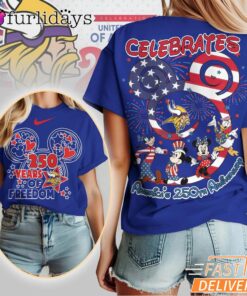Minnesota Vikings Mickey Mouse America 250th Anniversary Patriotic T-Shirt