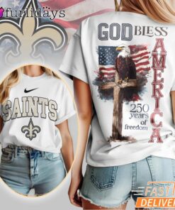 New Orleans Saints God Bless America 250 Year Of Freedom T-Shirt