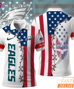 Philadelphia Eagles 250 Years Of America Patriotic Custom Name Polo Shirt