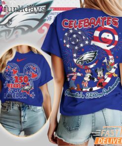 Philadelphia Eagles Mickey Mouse America 250th Anniversary Patriotic T-Shirt
