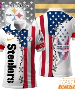 Pittsburgh Steelers 250 Years Of America Patriotic Custom Name Polo Shirt