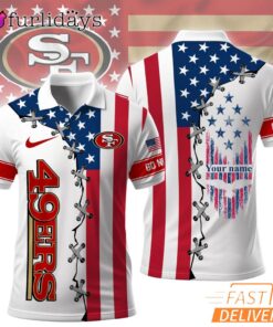 San Francisco 49ers 250 Years Of America Patriotic Custom Name Polo Shirt