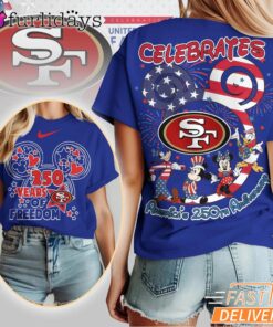 San Francisco 49ers Mickey Mouse America 250th Anniversary Patriotic T-Shirt