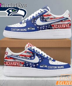 Seattle Seahawks USA Flag Custom Air Force 1 Sneakers 250 Years Shoes