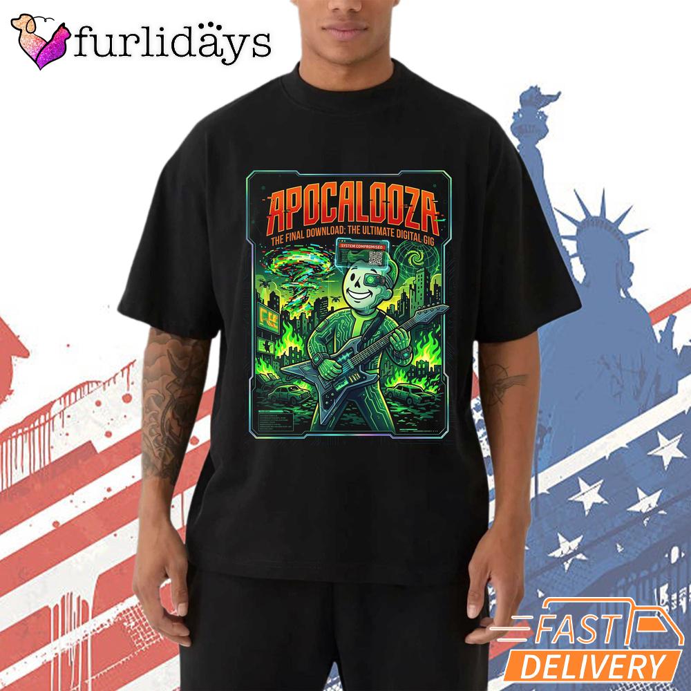 Vault Boy Apocalooza The Last Tour Ever Cartoon T-Shirt Vault Boy Apocalooza The Last Tour Ever Cartoon T-Shirt