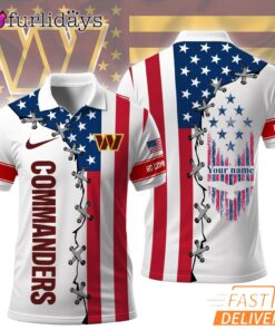 Washington Commanders 250 Years Of America Patriotic Custom Name Polo Shirt