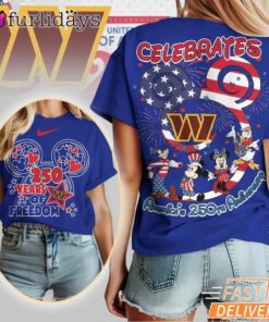 Washington Commanders Mickey Mouse America 250th Anniversary Patriotic T-Shirt