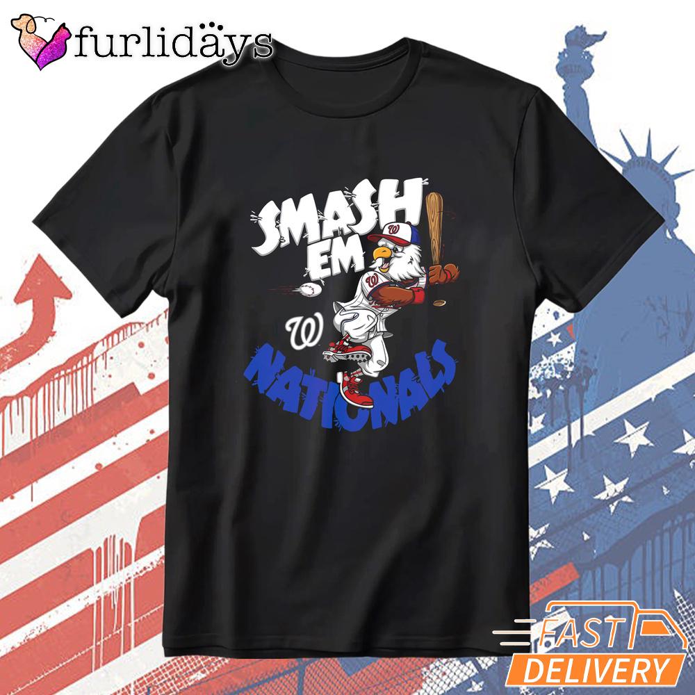 Washington Nationals Screech Smash Em Mascot Baseball Fan T-Shirt Washington Nationals Screech Smash Em Mascot Baseball Fan T-Shirt