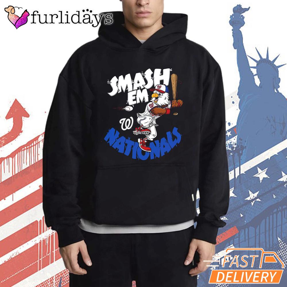 Washington Nationals Screech Smash Em Mascot Baseball Fan T-Shirt Washington Nationals Screech Smash Em Mascot Baseball Fan T-Shirt