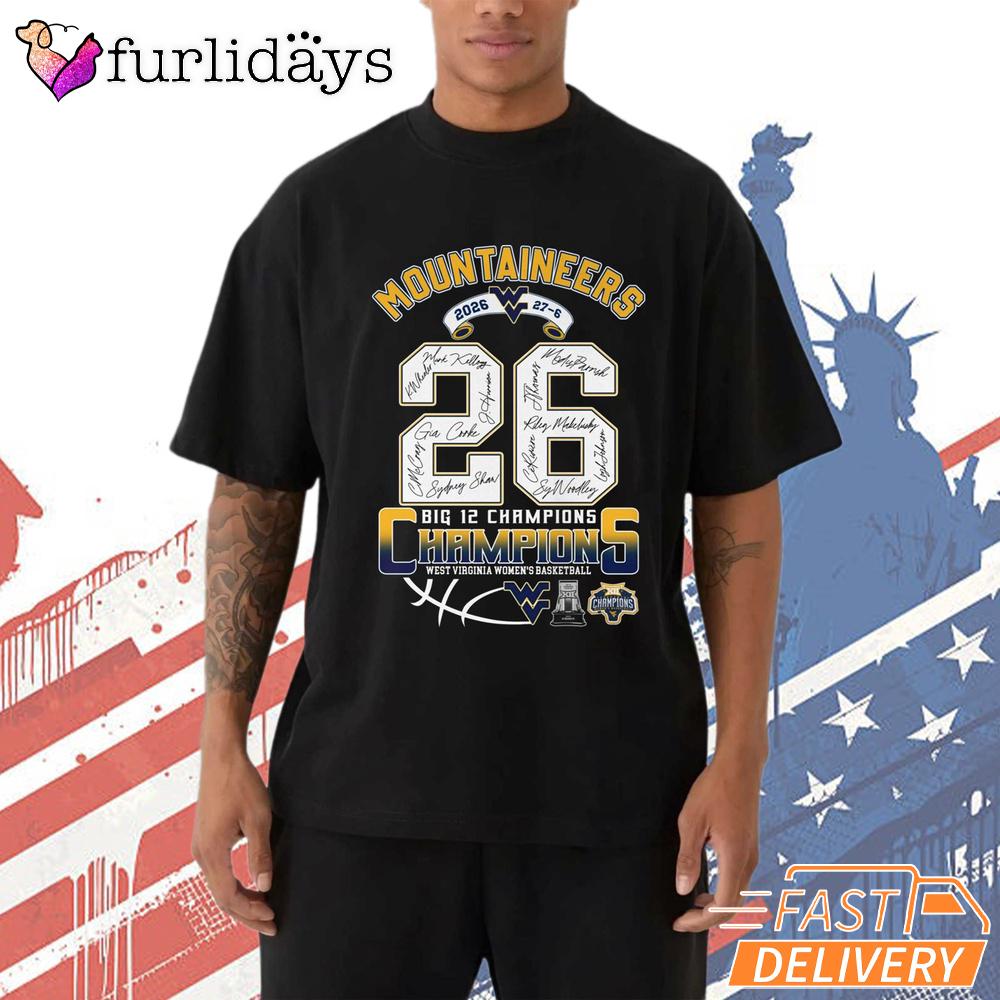 West Virginia Mountaineers 2026 Big 12 Basketball Champions T-Shirt West Virginia Mountaineers 2026 Big 12 Basketball Champions T-Shirt