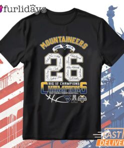 West Virginia Mountaineers 2026 Big 12 Basketball Champions T-Shirt