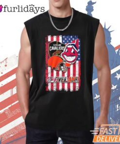 Cleveland Guardians American Flag Baseball Fan Graphic T-Shirt