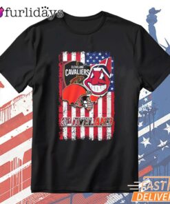 Cleveland Guardians American Flag Baseball Fan Graphic T-Shirt