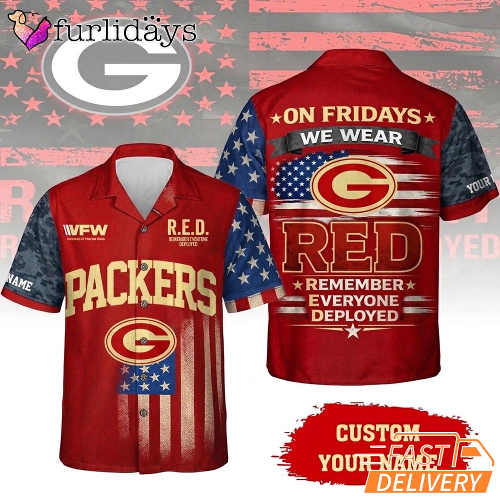 Green Bay Packers RED Remember Everyone Deployed On Fridays We Wear Red Custom Hawaiian Shirt Green Bay Packers RED Remember Everyone Deployed On Fridays We Wear Red Custom Hawaiian Shirt