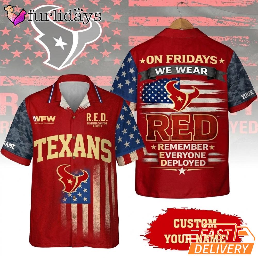 Houston Texans RED Remember Everyone Deployed On Fridays We Wear Red Custom Hawaiian Shirt Houston Texans RED Remember Everyone Deployed On Fridays We Wear Red Custom Hawaiian Shirt