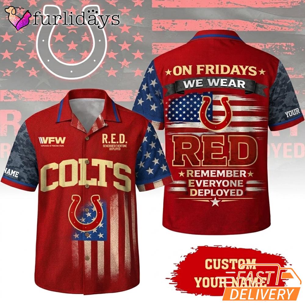Indianapolis Colts RED Remember Everyone Deployed On Fridays We Wear Red Custom Hawaiian Shirt Indianapolis Colts RED Remember Everyone Deployed On Fridays We Wear Red Custom Hawaiian Shirt
