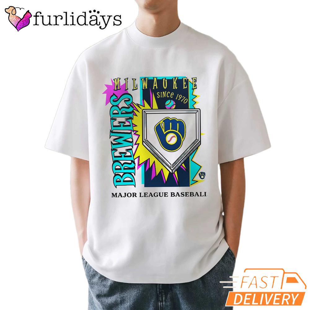 Milwaukee Brewers 1970 MLB Cooperstown Neon Field Shock T-Shirt Milwaukee Brewers 1970 MLB Cooperstown Neon Field Shock T-Shirt