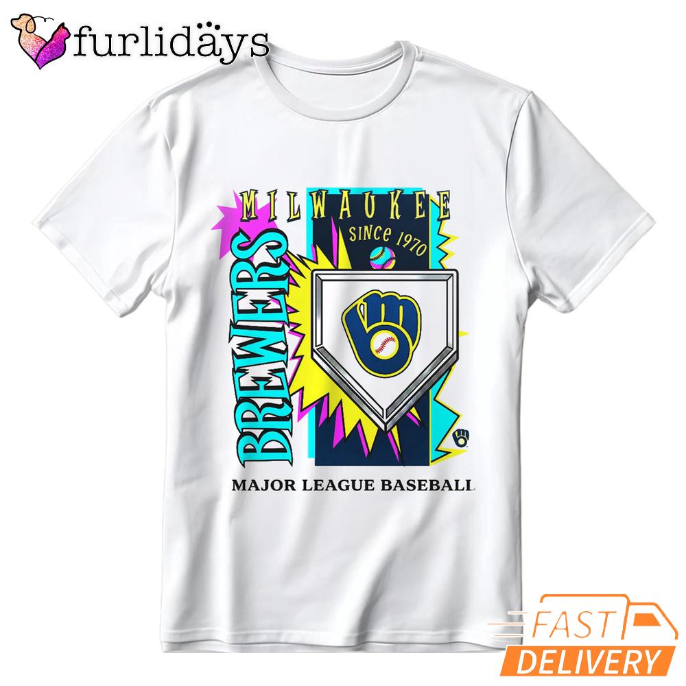 Milwaukee Brewers 1970 MLB Cooperstown Neon Field Shock T-Shirt Milwaukee Brewers 1970 MLB Cooperstown Neon Field Shock T-Shirt