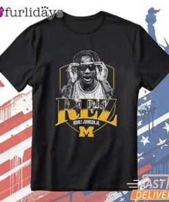 Morez Johnson REZ Michigan Wolverines Basketball Portrait T-Shirt