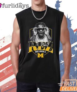 Morez Johnson REZ Michigan Wolverines Basketball Portrait T-Shirt
