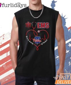Philadelphia Phillies Nurse EMS Work of Heart Stethoscope T-Shirt