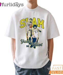 Yaxel Lendeborg Elliot Cadeau Michigan Wolverines SLAM Basketball T-Shirt