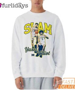 Yaxel Lendeborg Elliot Cadeau Michigan Wolverines SLAM Basketball T-Shirt