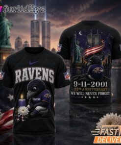 Baltimore Ravens Never Forget 911 25th Anniversary Memorial T Shirt Thay Background Phu Hop Niche OI Tren San Pham Background Hoi MO Lam Noi Bat San Pham Trong Anh