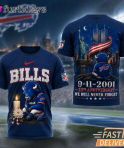 Buffalo Bills Never Forget 911 25th Anniversary Memorial T Shirt Thay Background Phu Hop Niche OI Tren San Pham Background Hoi MO Lam Noi Bat San Pham Trong Anh
