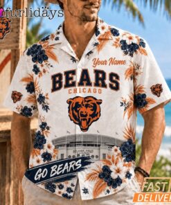 Chicago Bears Floral Stadium Personalized Hawaiian Shirt Football Fan Gift