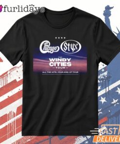 Chicago & Styx Windy Cities Tour 2026 T Shirt – Rock Concert Tour Tee DI Chuyen Hinh Anh IN Tren Mat Truoc Sang Mockup AO Mau Lay Ung Background Mau Thiet KE