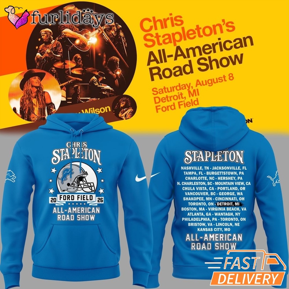 Chris Stapleton x Detroit Lions All American Road Show 2026 Blue Hoodie