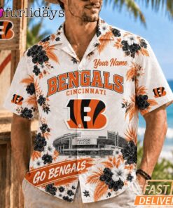 Cincinnati Bengals Floral Stadium Personalized Hawaiian Shirt Football Fan Gift