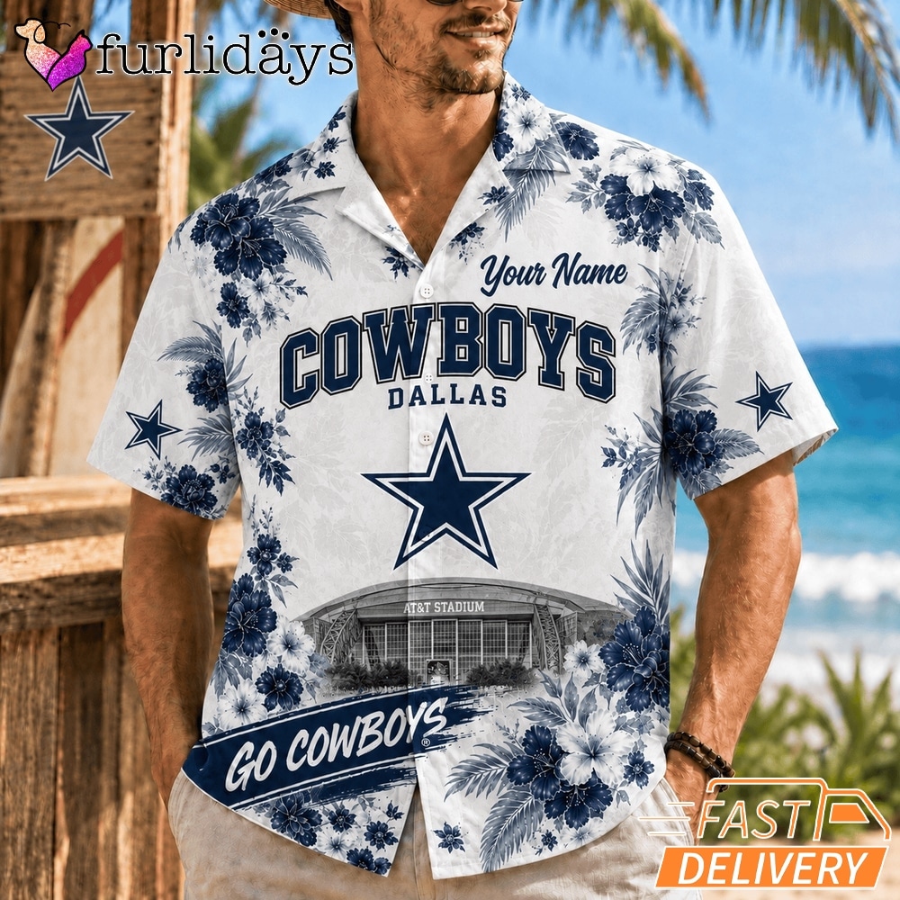 Dallas Cowboys Floral Stadium Personalized Hawaiian Shirt Football Fan Gift