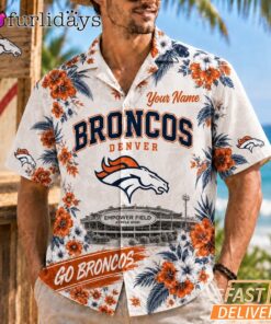 Denver Broncos Floral Stadium Personalized Hawaiian Shirt Football Fan Gift