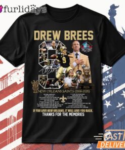 Drew Brees New Orleans Saints Thank You for the Memories T Shirt DI Chuyen Hinh Anh IN Tren Mat Truoc Sang Mockup AO Mau Lay Ung Background Mau Thiet KE