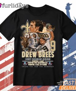 Drew Brees T-Shirt, New Orleans Saints 9 Football Legend Tribute Tee
