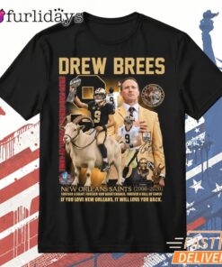 Drew Brees T-Shirt, New Orleans Saints Hall Of Fame Football Tribute Tee