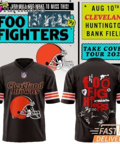 Foo Fighters x Cleveland Browns Take Cover Tour 2026 Black Football Jersey – Cleveland Browns