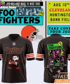 Foo Fighters x Cleveland Browns Take Cover Tour 2026 Black Jersey – Concert Graphic
