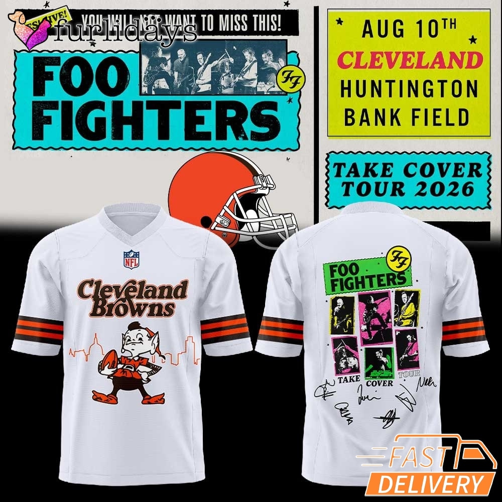 Foo Fighters x Cleveland Browns Take Cover Tour 2026 Football Jersey