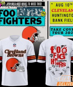 Foo Fighters x Cleveland Browns Take Cover Tour 2026 White Football Jersey – Cleveland Browns