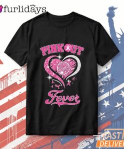 Indiana Fever Pink Out Heart Ribbon Breast Cancer Tribute Tshirt
